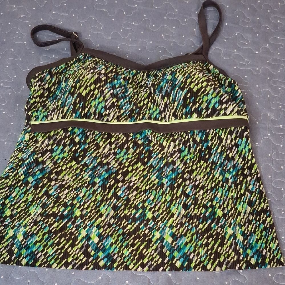 Maxime Black and Green Patterned Tankini